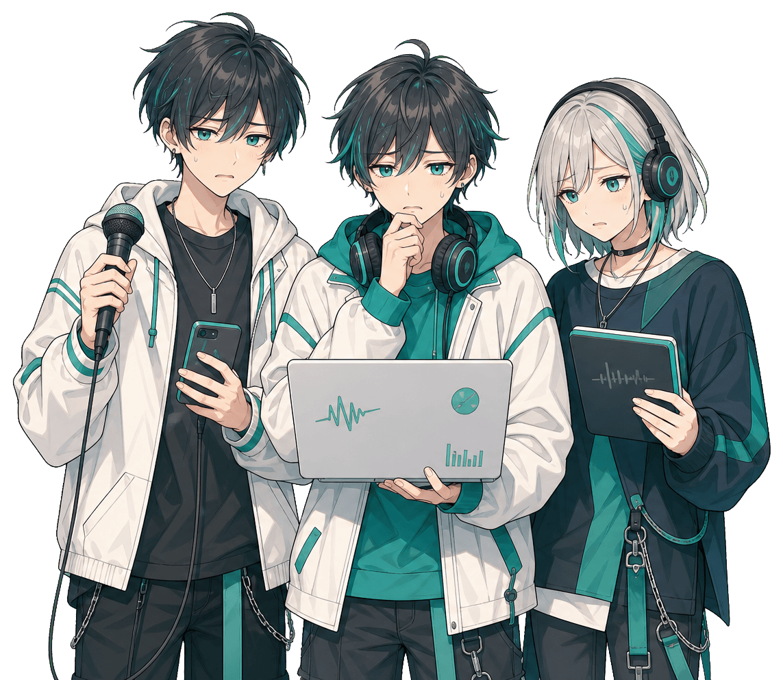 Mix依頼に悩む歌い手のイメージ